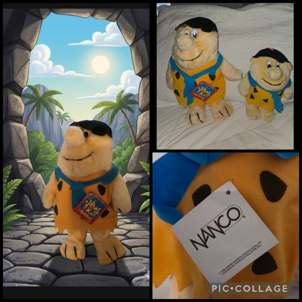 Vintage Flintstones Plush Toy Set 1990